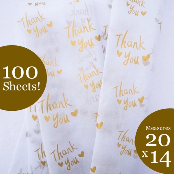 Other - 💕NEW💕100 Sheets White with Gold Thank You Tissue Paper 20" x 14"